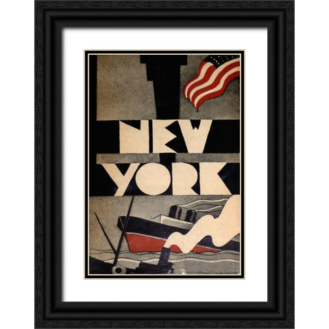 art_deco_NYC Black Ornate Wood Framed Art Print with Double Matting by Vintage Apple Collection