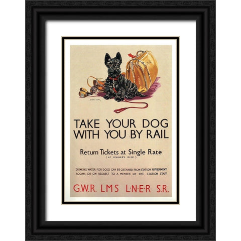 doggyrail Black Ornate Wood Framed Art Print with Double Matting by Vintage Apple Collection