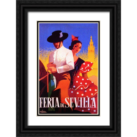 feria_sevilla Black Ornate Wood Framed Art Print with Double Matting by Vintage Apple Collection