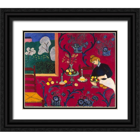 Harmony in Red Matisse Black Ornate Wood Framed Art Print with Double Matting by Vintage Apple Collection