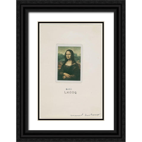 Marcel Duchamp - L.H.O.O.Q. Shaved Black Ornate Wood Framed Art Print with Double Matting by Vintage Apple Collection