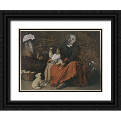 Max Ernst - Untitled Black Ornate Wood Framed Art Print with Double Matting by Vintage Apple Collection