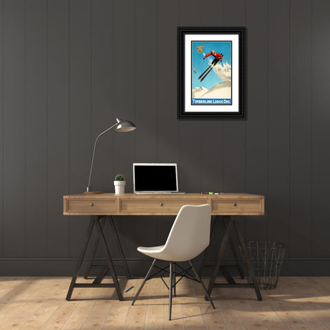 Timeberline Lodge Black Ornate Wood Framed Art Print with Double Matting by Vintage Apple Collection
