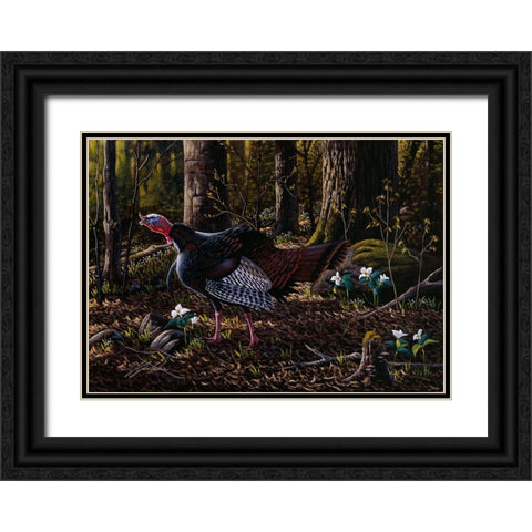 Hillside Gobbler Black Ornate Wood Framed Art Print with Double Matting by Goebel, Wilhelm