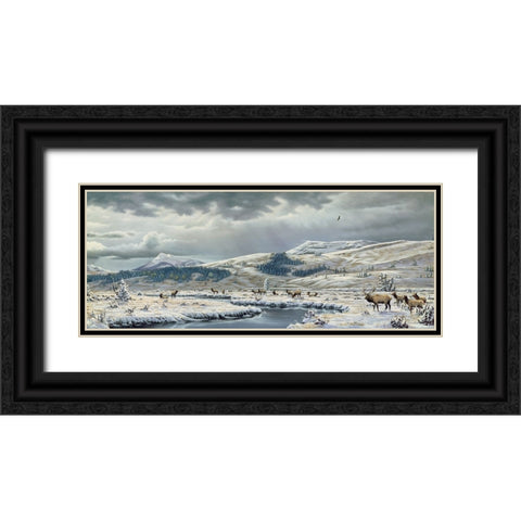 September Snow Black Ornate Wood Framed Art Print with Double Matting by Goebel, Wilhelm