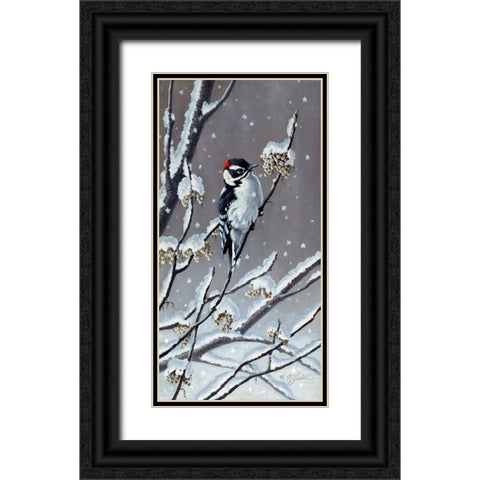 Winter Berries Black Ornate Wood Framed Art Print with Double Matting by Goebel, Wilhelm