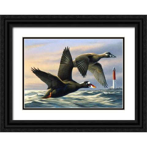 Surf Scooters Black Ornate Wood Framed Art Print with Double Matting by Goebel, Wilhelm