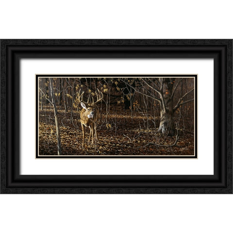 Sneaking Through - Whitetail Black Ornate Wood Framed Art Print with Double Matting by Goebel, Wilhelm