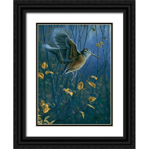 Woodcock On The Wing Black Ornate Wood Framed Art Print with Double Matting by Goebel, Wilhelm