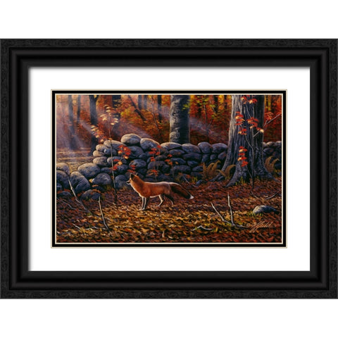 Autumn Reds - Red Fox Black Ornate Wood Framed Art Print with Double Matting by Goebel, Wilhelm