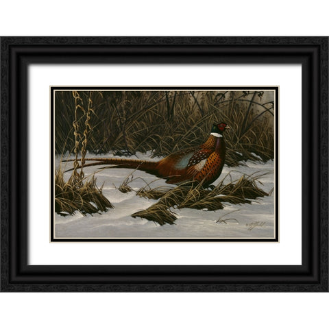 Walking Through Winter Black Ornate Wood Framed Art Print with Double Matting by Goebel, Wilhelm