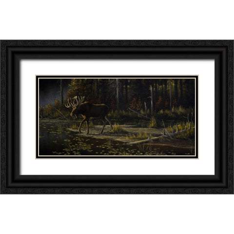 Autumn Moose Black Ornate Wood Framed Art Print with Double Matting by Goebel, Wilhelm