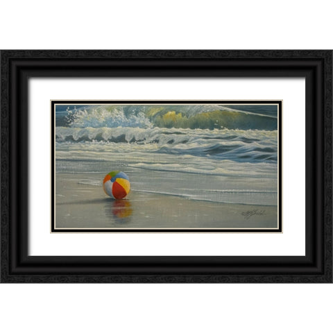 Beach Ball in Surf Black Ornate Wood Framed Art Print with Double Matting by Goebel, Wilhelm