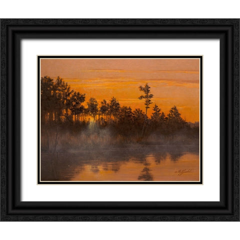 Wicomico Creek Sunset Black Ornate Wood Framed Art Print with Double Matting by Goebel, Wilhelm