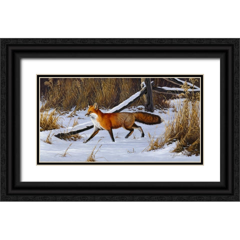 Fox Trot  - Red Fox Black Ornate Wood Framed Art Print with Double Matting by Goebel, Wilhelm