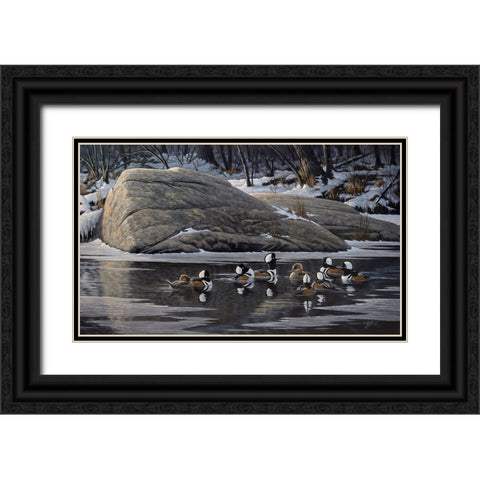 Courtship Rock Black Ornate Wood Framed Art Print with Double Matting by Goebel, Wilhelm