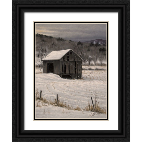 Roadside Barn Black Ornate Wood Framed Art Print with Double Matting by Goebel, Wilhelm