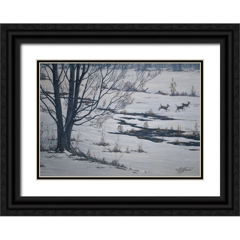 Sprint Through Winter Black Ornate Wood Framed Art Print with Double Matting by Goebel, Wilhelm