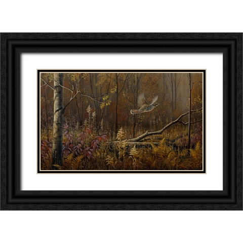 Into The Open - Ruffed Grouse Black Ornate Wood Framed Art Print with Double Matting by Goebel, Wilhelm
