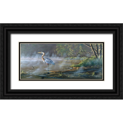 Quiet Cove - Great Blue Heron Black Ornate Wood Framed Art Print with Double Matting by Goebel, Wilhelm