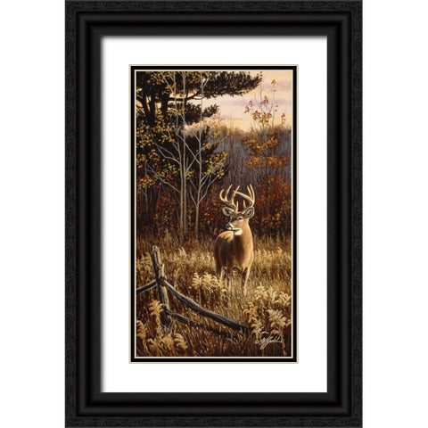 Autumn Whitetail Black Ornate Wood Framed Art Print with Double Matting by Goebel, Wilhelm