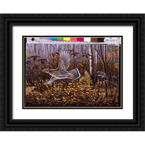 Silver Streak - Ruffed Grouse Black Ornate Wood Framed Art Print with Double Matting by Goebel, Wilhelm