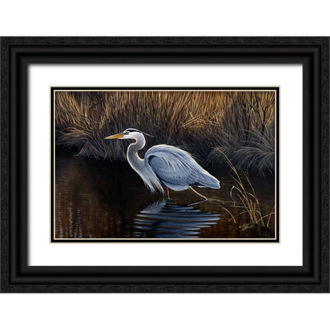 Making Strides - Great Blue Heron Black Ornate Wood Framed Art Print with Double Matting by Goebel, Wilhelm