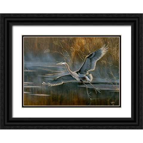 Misty Flight Black Ornate Wood Framed Art Print with Double Matting by Goebel, Wilhelm