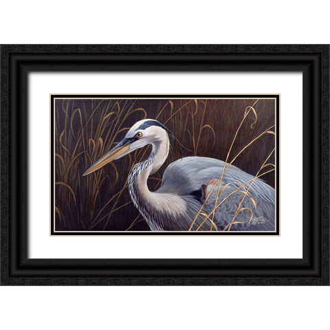 Great Blue Heron Black Ornate Wood Framed Art Print with Double Matting by Goebel, Wilhelm