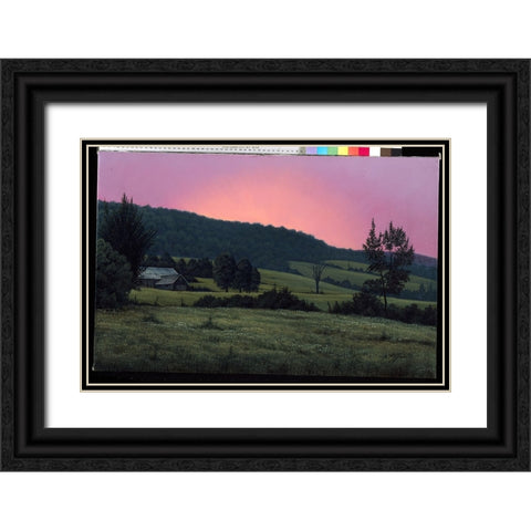 Hillside At Dusk Black Ornate Wood Framed Art Print with Double Matting by Goebel, Wilhelm