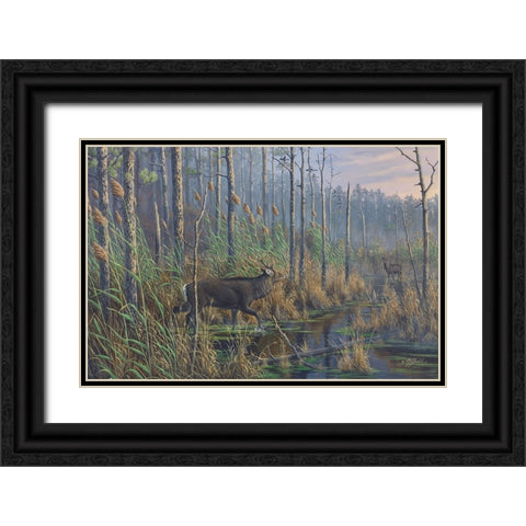 Closing The Gap-Maryland Sika Deer Black Ornate Wood Framed Art Print with Double Matting by Goebel, Wilhelm
