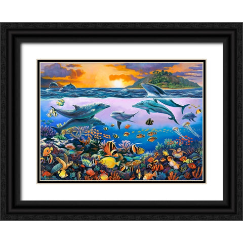 Undersea League Black Ornate Wood Framed Art Print with Double Matting by Zaccheo, John