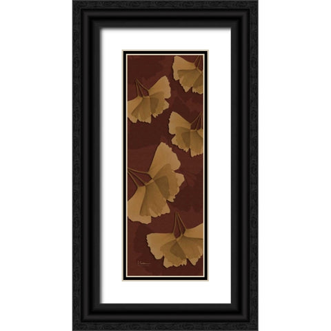 Leaves Brown on Red Black Ornate Wood Framed Art Print with Double Matting by Koetsier, Albert