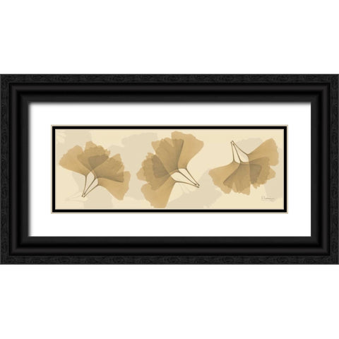 Leaves Tan on Beige 2 Black Ornate Wood Framed Art Print with Double Matting by Koetsier, Albert