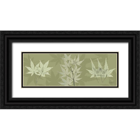 Leaves on Green Black Ornate Wood Framed Art Print with Double Matting by Koetsier, Albert