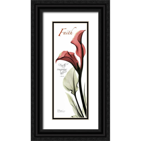 Calla Lily in Red - Faith Black Ornate Wood Framed Art Print with Double Matting by Koetsier, Albert