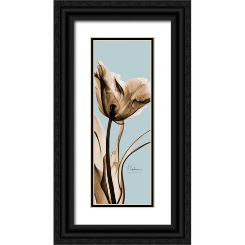 Tulip Brown on Blue 2 Black Ornate Wood Framed Art Print with Double Matting by Koetsier, Albert