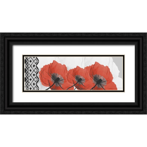 Poppies L167 Black Ornate Wood Framed Art Print with Double Matting by Koetsier, Albert