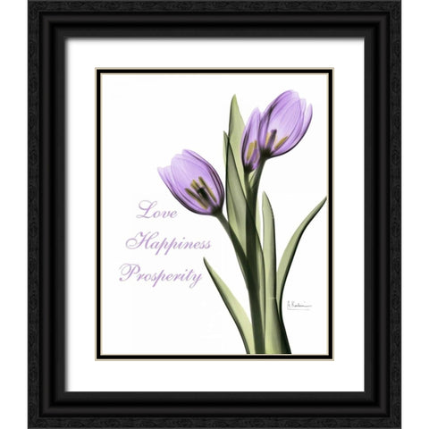 Purple Tulips Love Happiness Black Ornate Wood Framed Art Print with Double Matting by Koetsier, Albert
