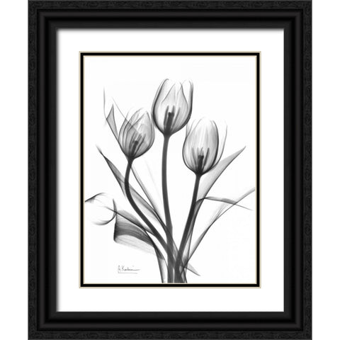 Tulips Bunch in BandW Black Ornate Wood Framed Art Print with Double Matting by Koetsier, Albert