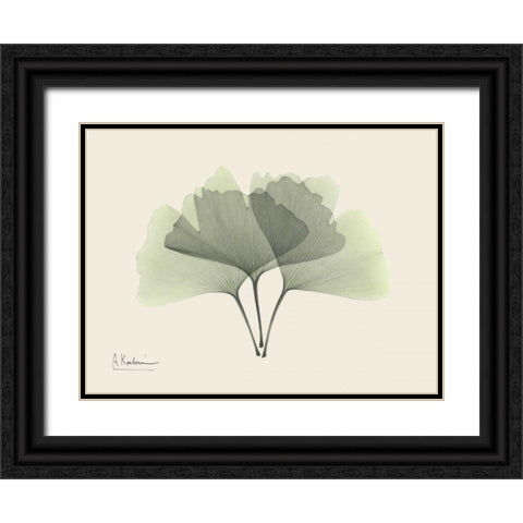 Ginkgo on Beige Black Ornate Wood Framed Art Print with Double Matting by Koetsier, Albert