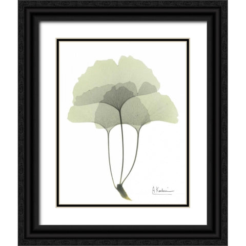 Gingko in Pale Green 3 Black Ornate Wood Framed Art Print with Double Matting by Koetsier, Albert