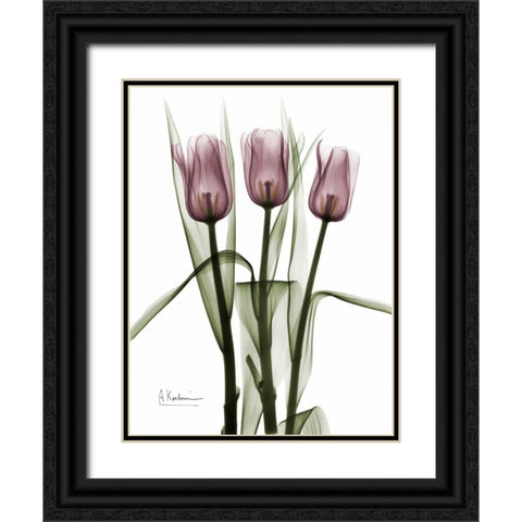 Triplet Tulips in Color Black Ornate Wood Framed Art Print with Double Matting by Koetsier, Albert