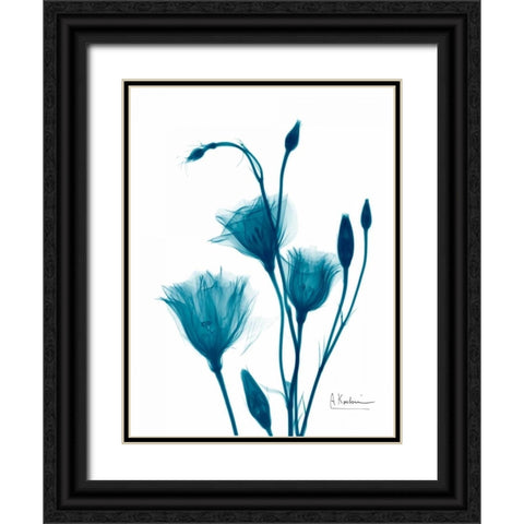 Bouquet of Gentian in Blue Black Ornate Wood Framed Art Print with Double Matting by Koetsier, Albert