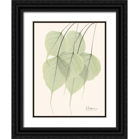 Bo Tree Leaves in Green Black Ornate Wood Framed Art Print with Double Matting by Koetsier, Albert