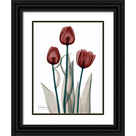 Early Tulips in Red Black Ornate Wood Framed Art Print with Double Matting by Koetsier, Albert