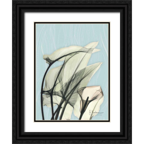 Calla Lily Leaves Black Ornate Wood Framed Art Print with Double Matting by Koetsier, Albert