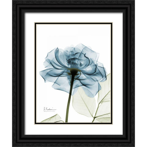 Teal Rose Black Ornate Wood Framed Art Print with Double Matting by Koetsier, Albert