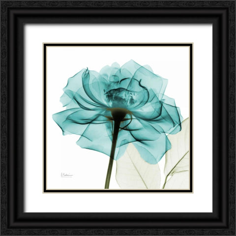 Teal Rose Black Ornate Wood Framed Art Print with Double Matting by Koetsier, Albert