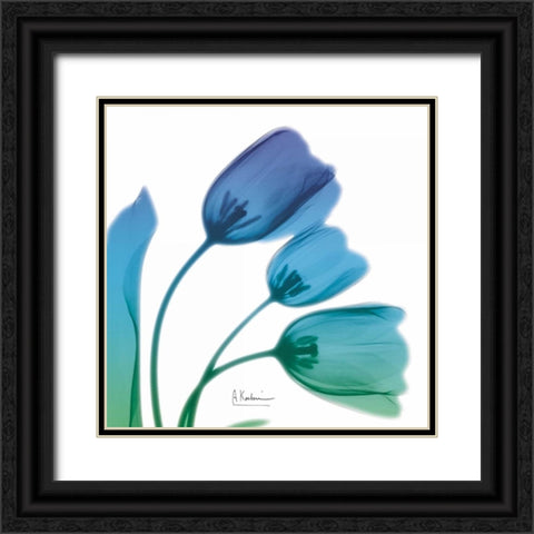 Tulips Turq Blue Black Ornate Wood Framed Art Print with Double Matting by Koetsier, Albert